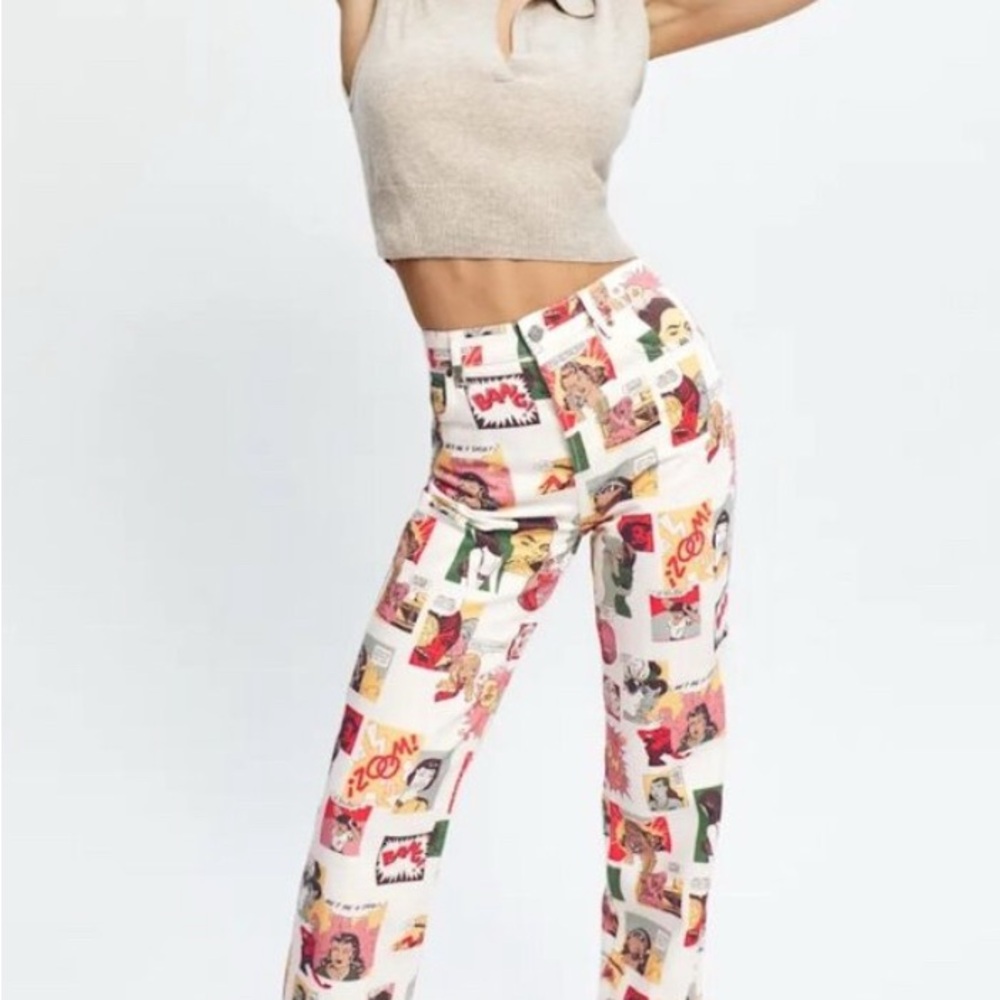 Reformation Iconic Comic Jeans- Multicolor Graphic Women Jeans